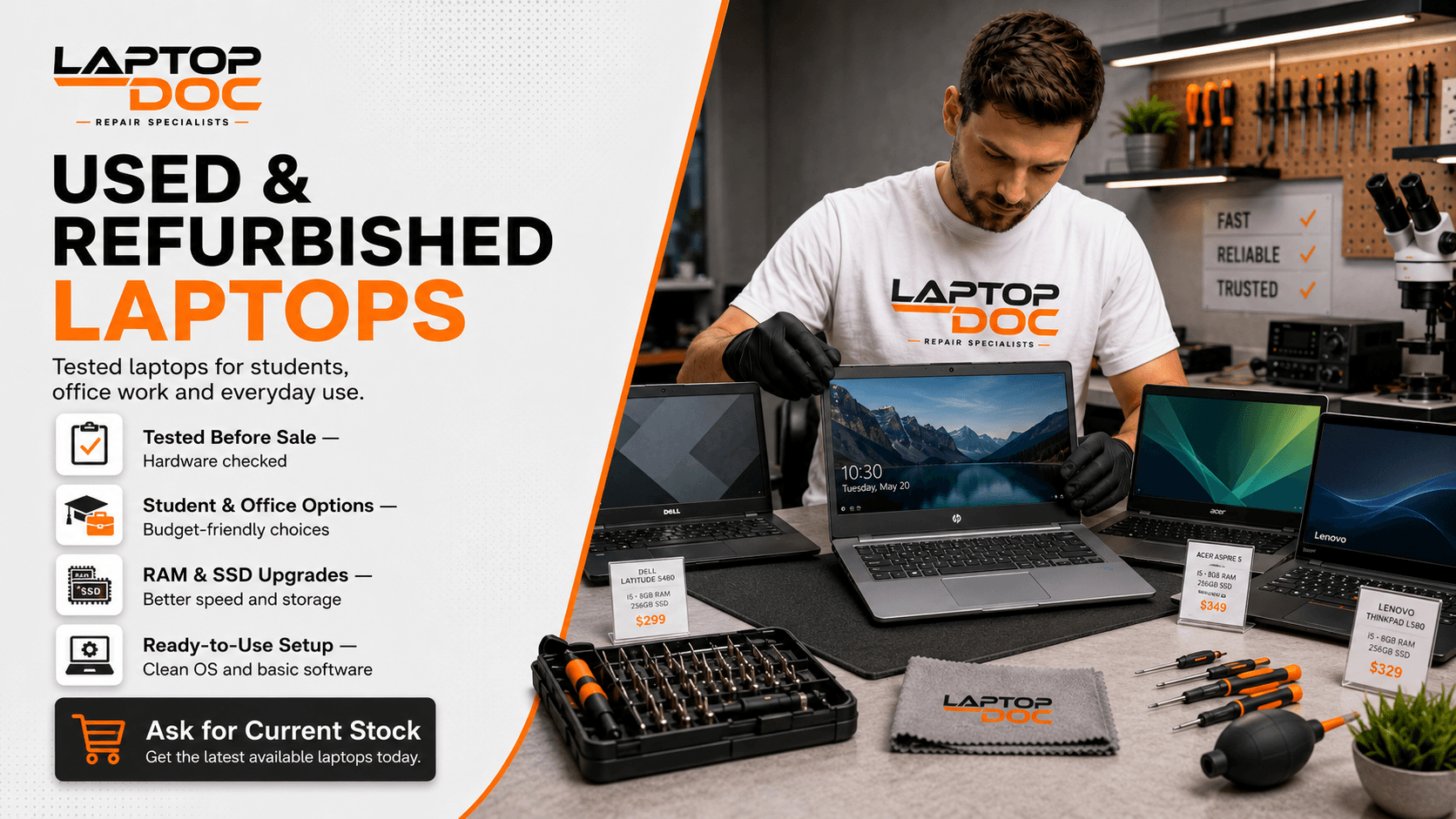 Tested used and refurbished laptops available at LaptopDoc in Chandigarh Tricity